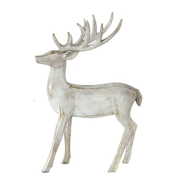 Set of 2 White and Gold Rustic Deer Table Top 13