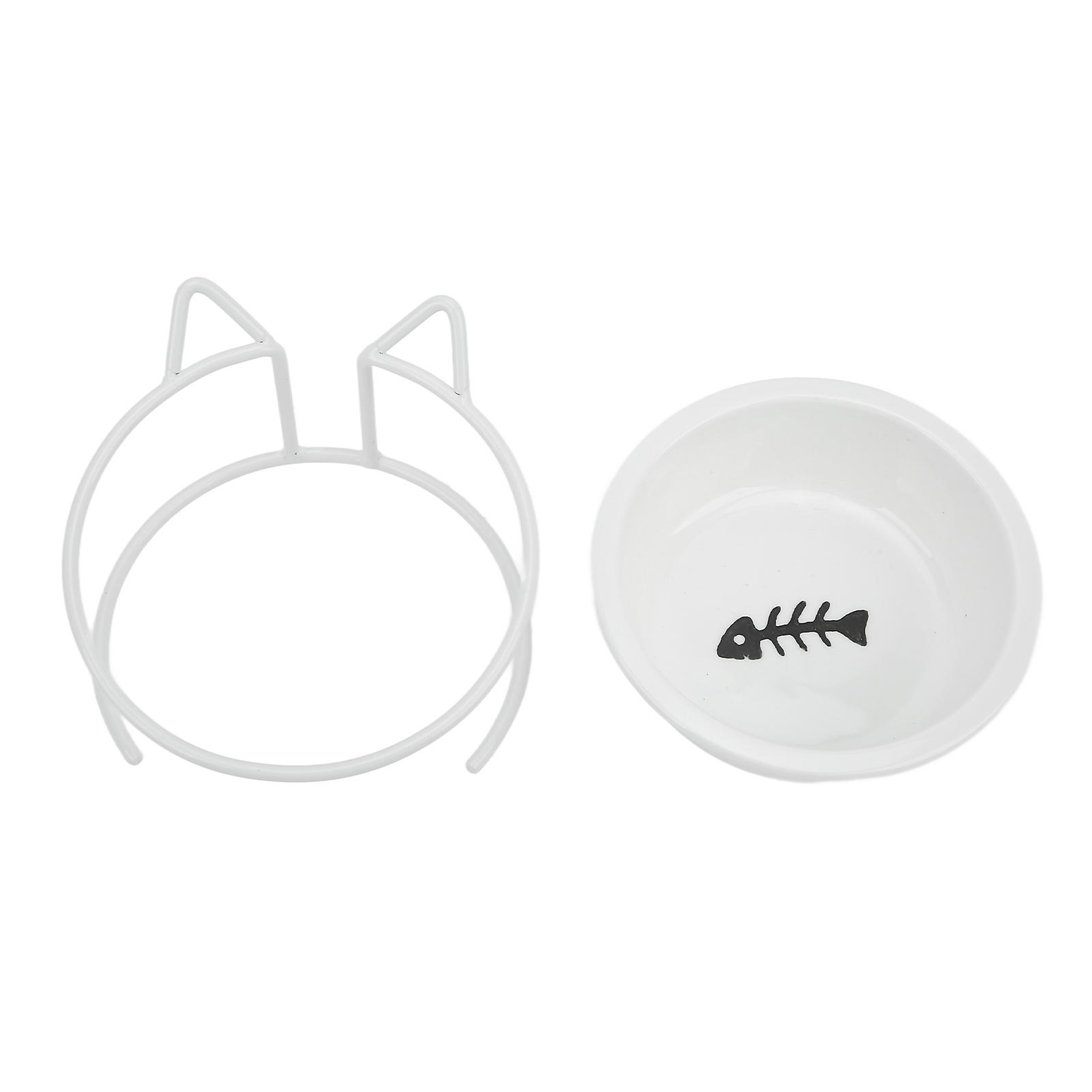 Ceramic Heightened Cat Bowl Prevent Slipping Tiltable Cat Food Bowls With Metal Bracket For Pets Cats Dogs