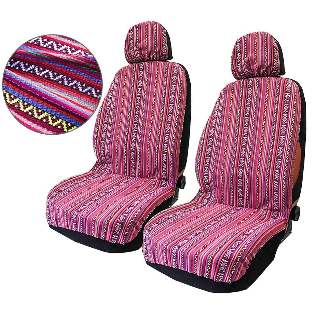 Universal Colorful Front Seat Covers Detachable Headrest Pink Saddle Blanket SUV for Women