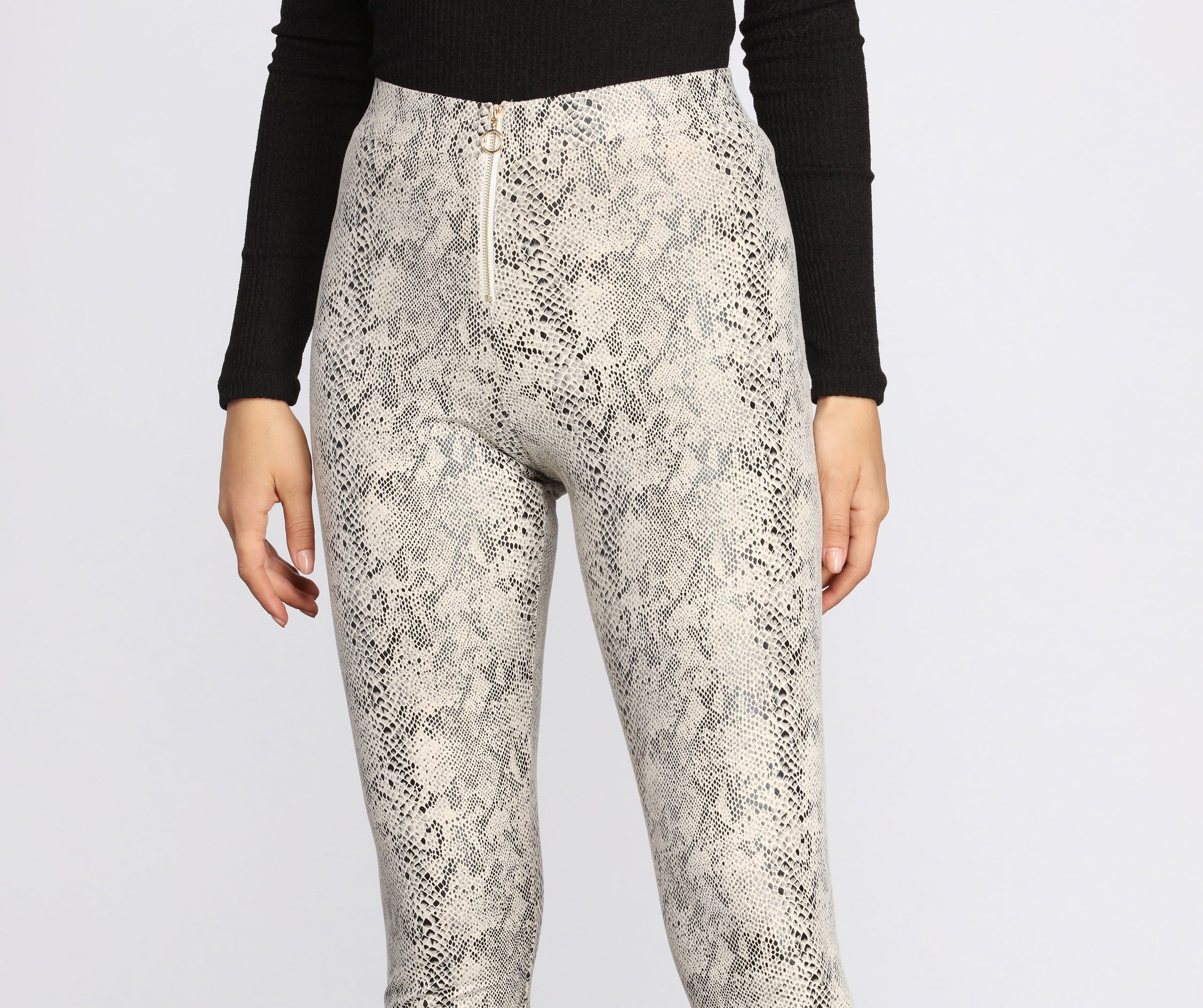 Faux Suede Snake Print Pants