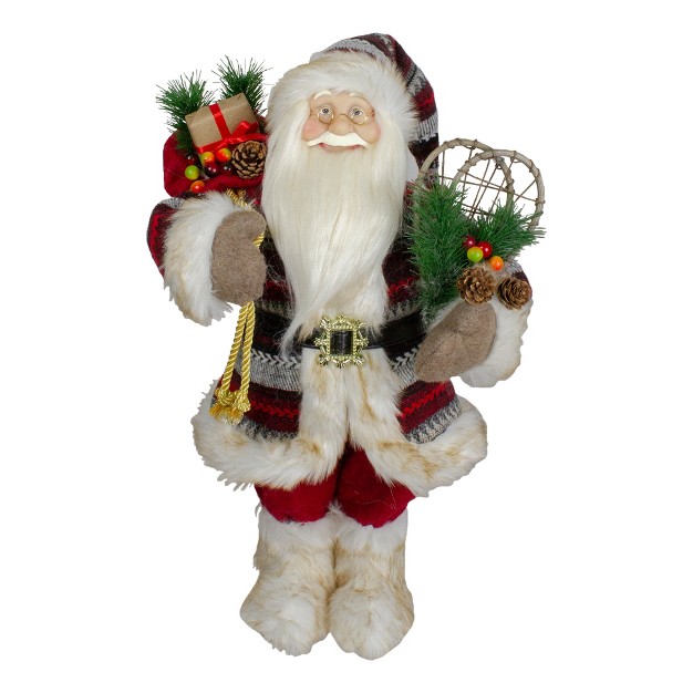 Standing Santa Christmas Figure With Snow Shoes And Fur Boots