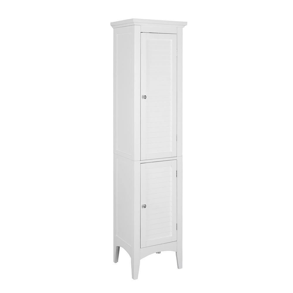 Teamson Home Simon 15 in. W x 63 in. H x 13-14 in. D Bathroom Linen Storage Floor Cabinet with 2-Shutter Doors in White HDT588