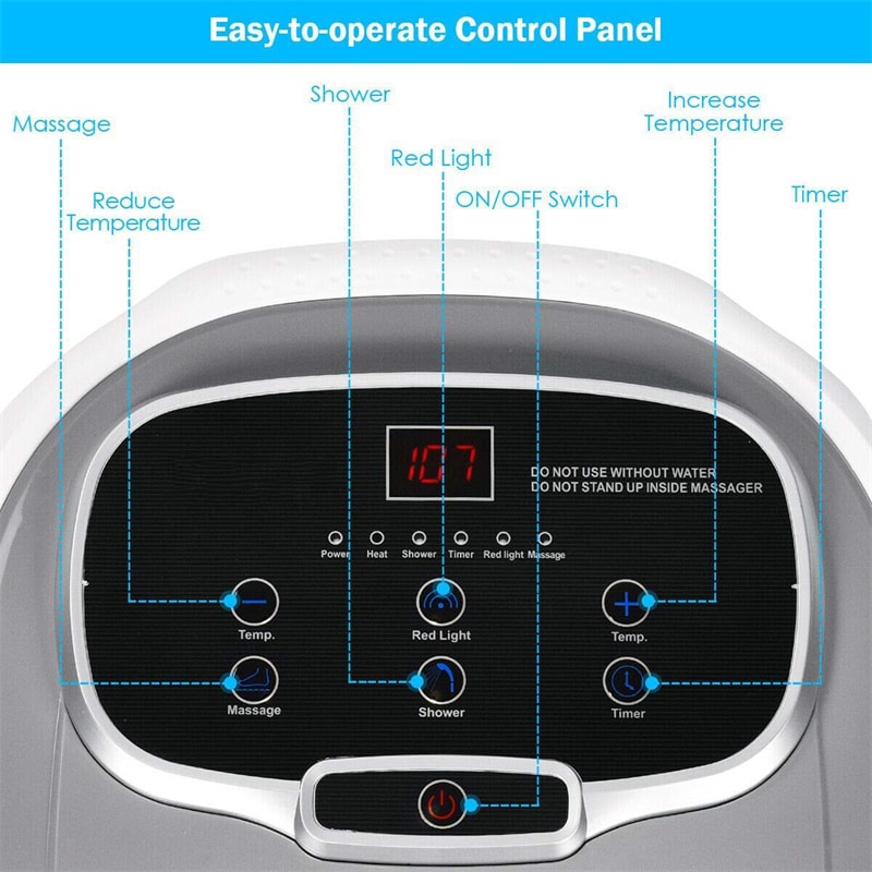 Portable Foot Spa Bath Motorized Massager with Heat Function Water Shower Shiatsu Massage Balls Time & Temper Control