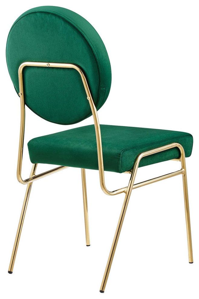 Craft Performance Velvet Dining Side Chair  Gold Green   Midcentury   Dining Chairs   by First of a Kind USA Inc  Houzz