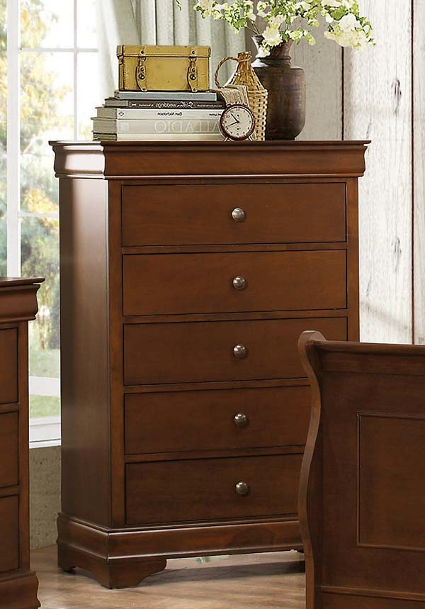 Benzara BM181834 Transitional Style Wooden Chest With 5 Drawers  Cherry Brown   Traditional   Accent Chests And Cabinets   by Benzara  Woodland Imprts  The Urban Port  Houzz