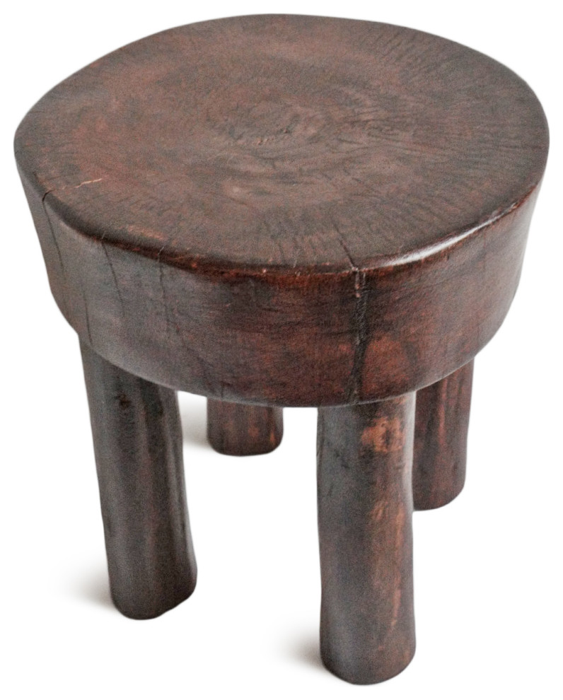 Consigned Ivory Coast Wood Stool 12   Rustic   Accent And Garden Stools   by Design Mix Furniture  Houzz