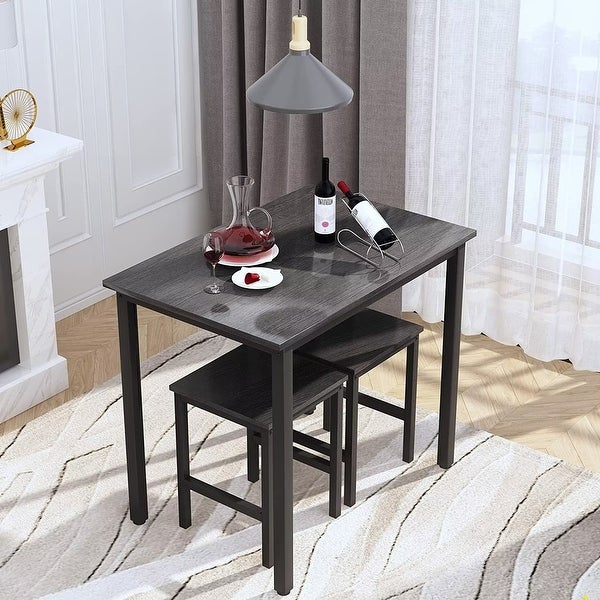 3 Piece Pub Dining Table Set， Industrial Bar Table Set with 2 stools for Home， Kitchen， Dining Room， Bar