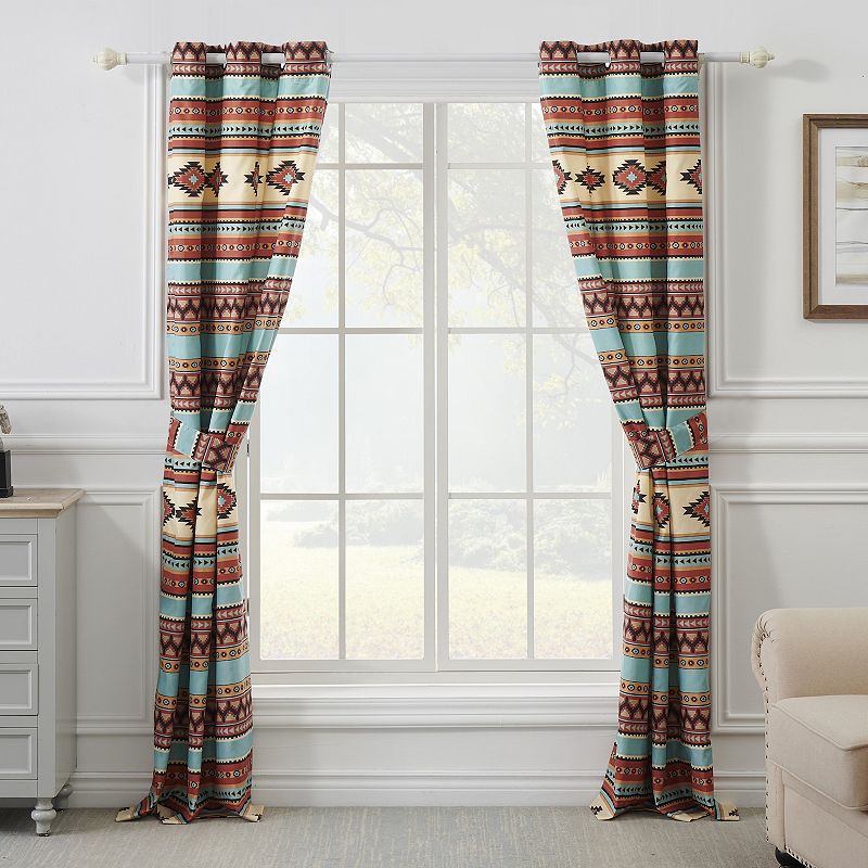 Greenland Home Red Rock Grommeted Curtain Panels (Set of 2)， 84-inch Long， Clay