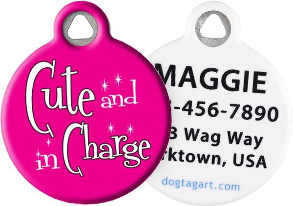 Dog Tag Art Cute and in Charge Personalized Dog and Cat ID Tag