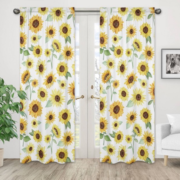 2pc Sweet Jojo Designs Sunflower Kids x27 Window Panel