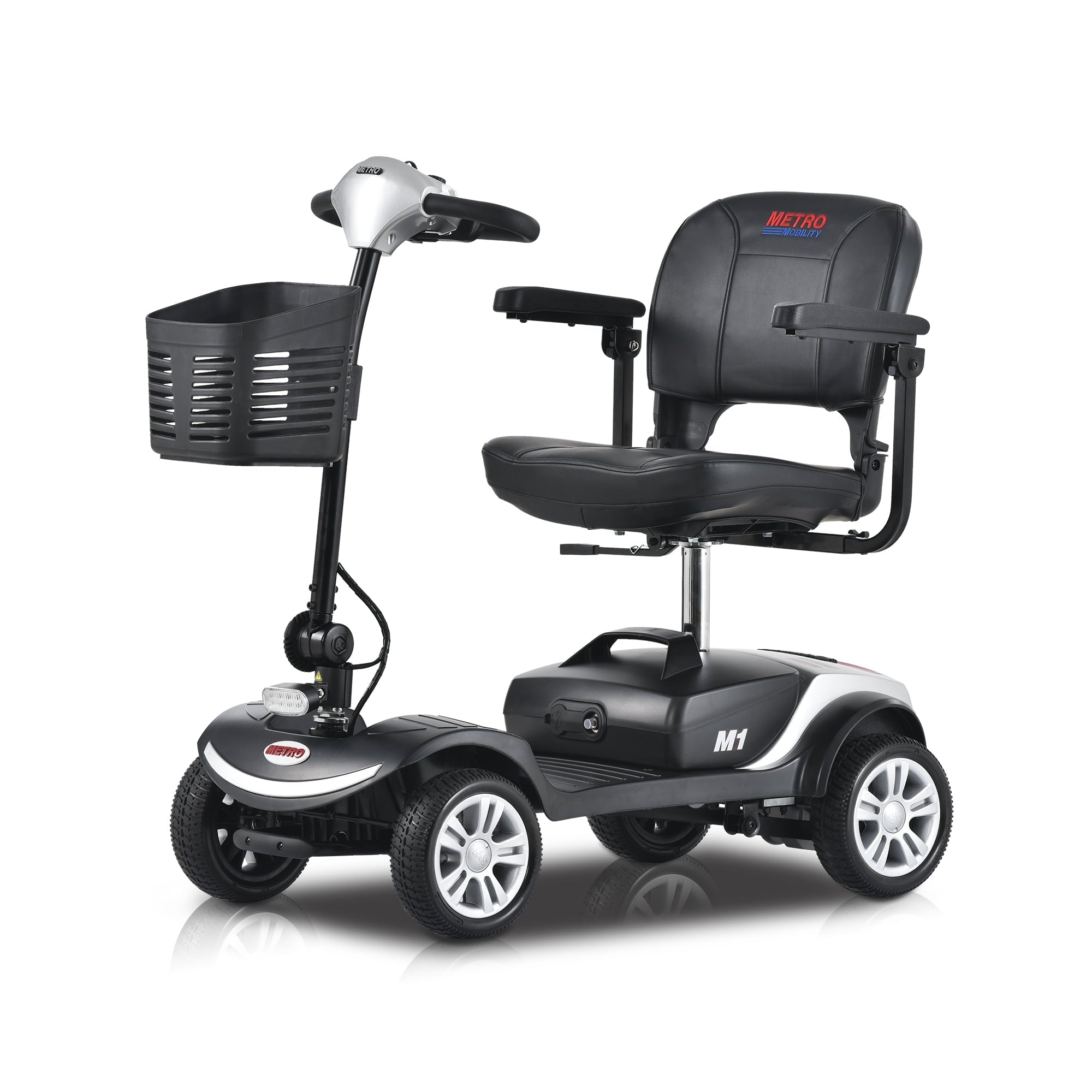 Four wheels Compact Travel Mobility Scooter with 300W Motor for Adult-300lbs, SILVER