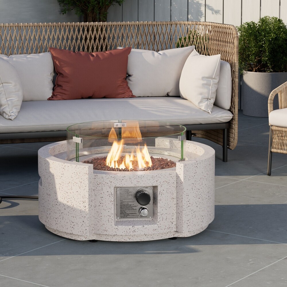 Outdoor Firepit Propane Table and Wind Guard