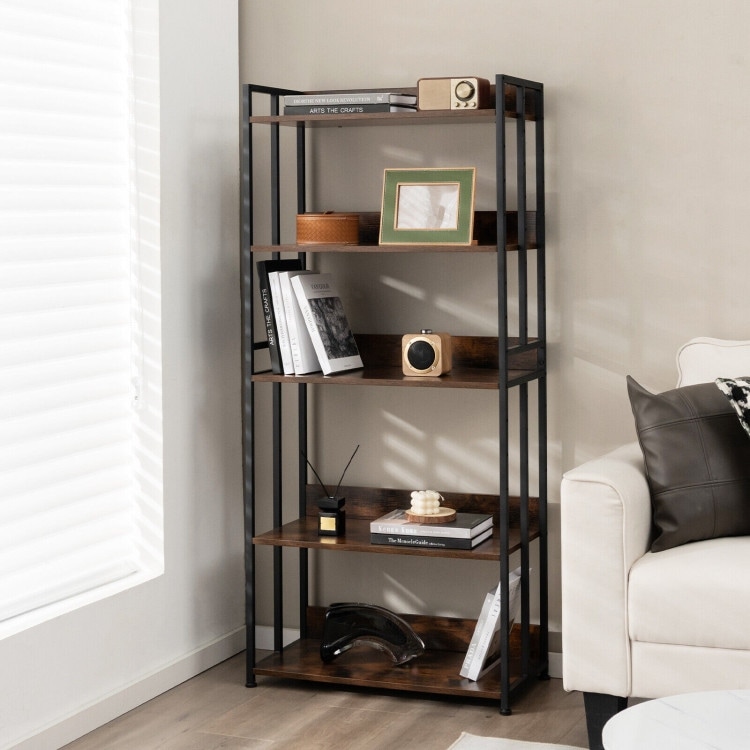 Industrial Bookshelf Storage Shelf Display Rack with Adjustable Shelves