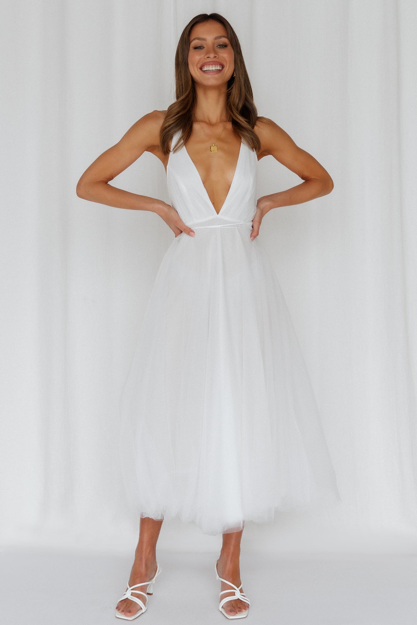 Summer Cinderella Midi Dress White