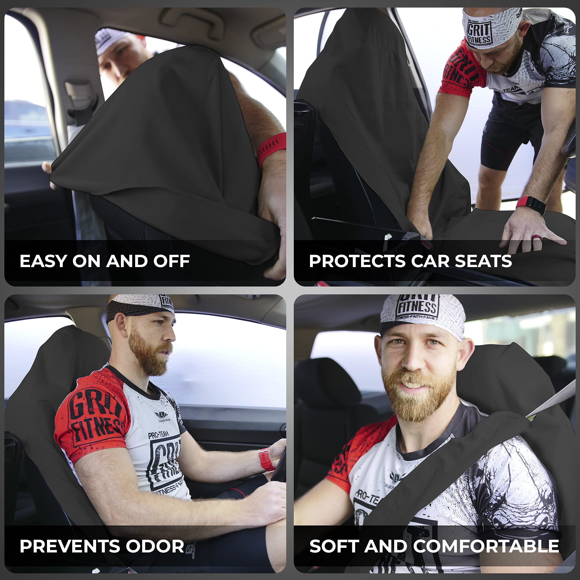 Waterproof SeatShield EliteSport Seat Protector (Black) - Non-Slip Removable Auto Car Seat Cover - Soft Odor-Proof， Guards Leather or Fabric from Sweat， Food， Pets. USA Patented