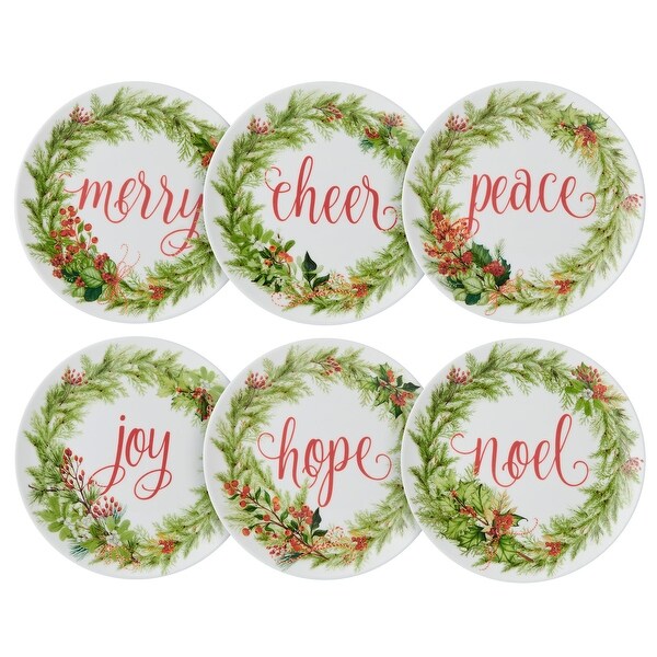 Mikasa Festive Garland Set of 6 Appetizer Plates，7 Inch