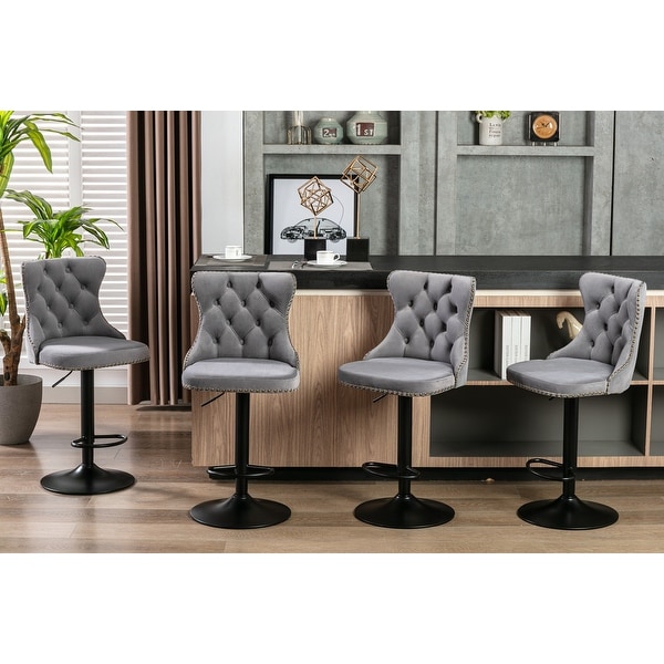 Swivel Velvet Barstools Set of 2