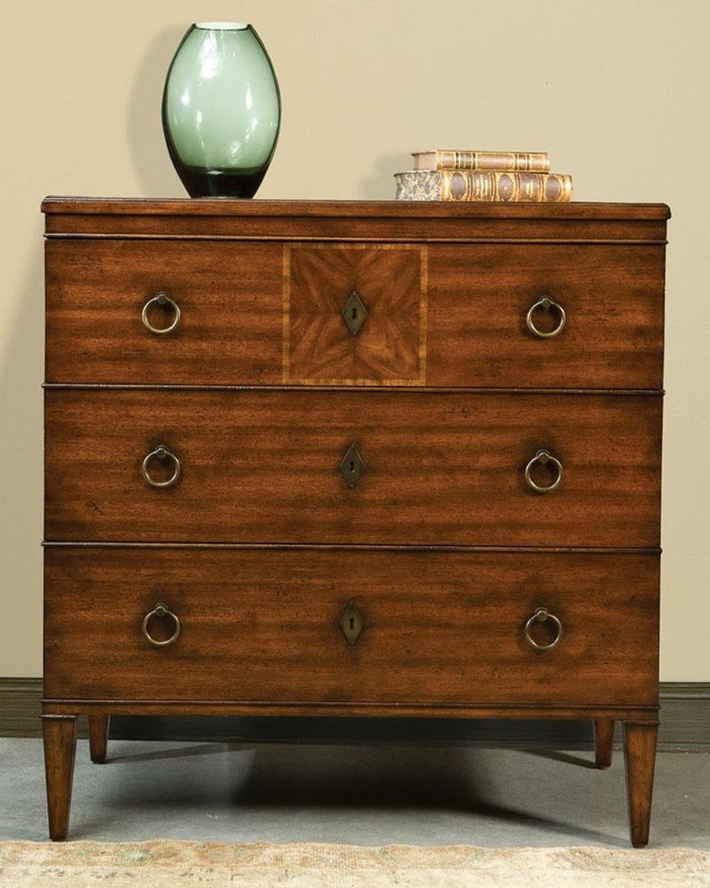 Port Eliot Biedermeier Chest  Sunburst Mahogany 3 Drawer Desig   Transitional   Accent Chests And Cabinets   by EuroLuxHome  Houzz