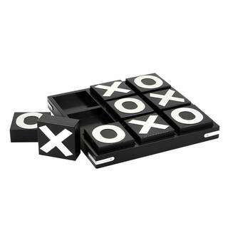 Hathaway Vintage Tic Tac Toe Set-Wood Includes Board in Ebony Finish (9-Pieces) BG3149