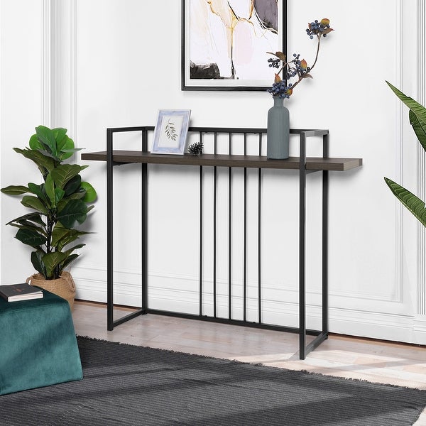 Homy Casa Industrial Wooden Console Table with Shelf