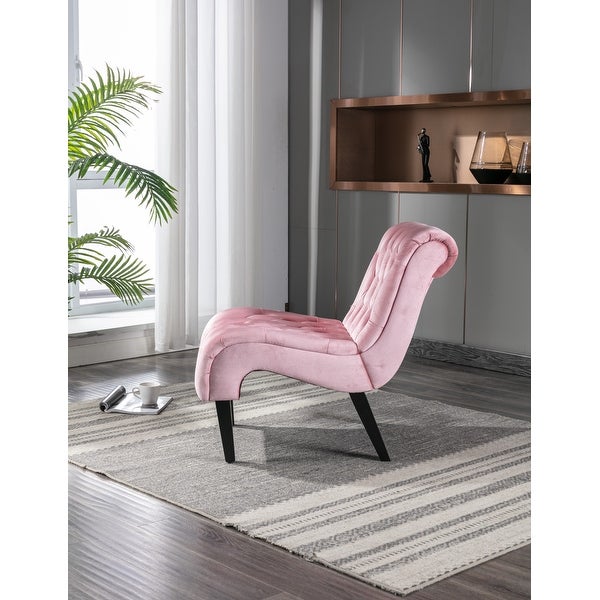 Accent Living Room Chair Leisure Chair with Rubber Wood Legs， Curved Armless Chairs Living Room Chairs for Small Spaces