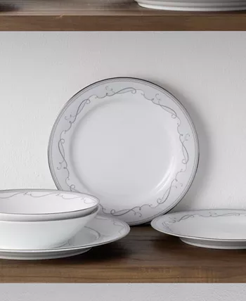 Noritake Satin Flourish 4 Piece Salad Plate Set Service for 4