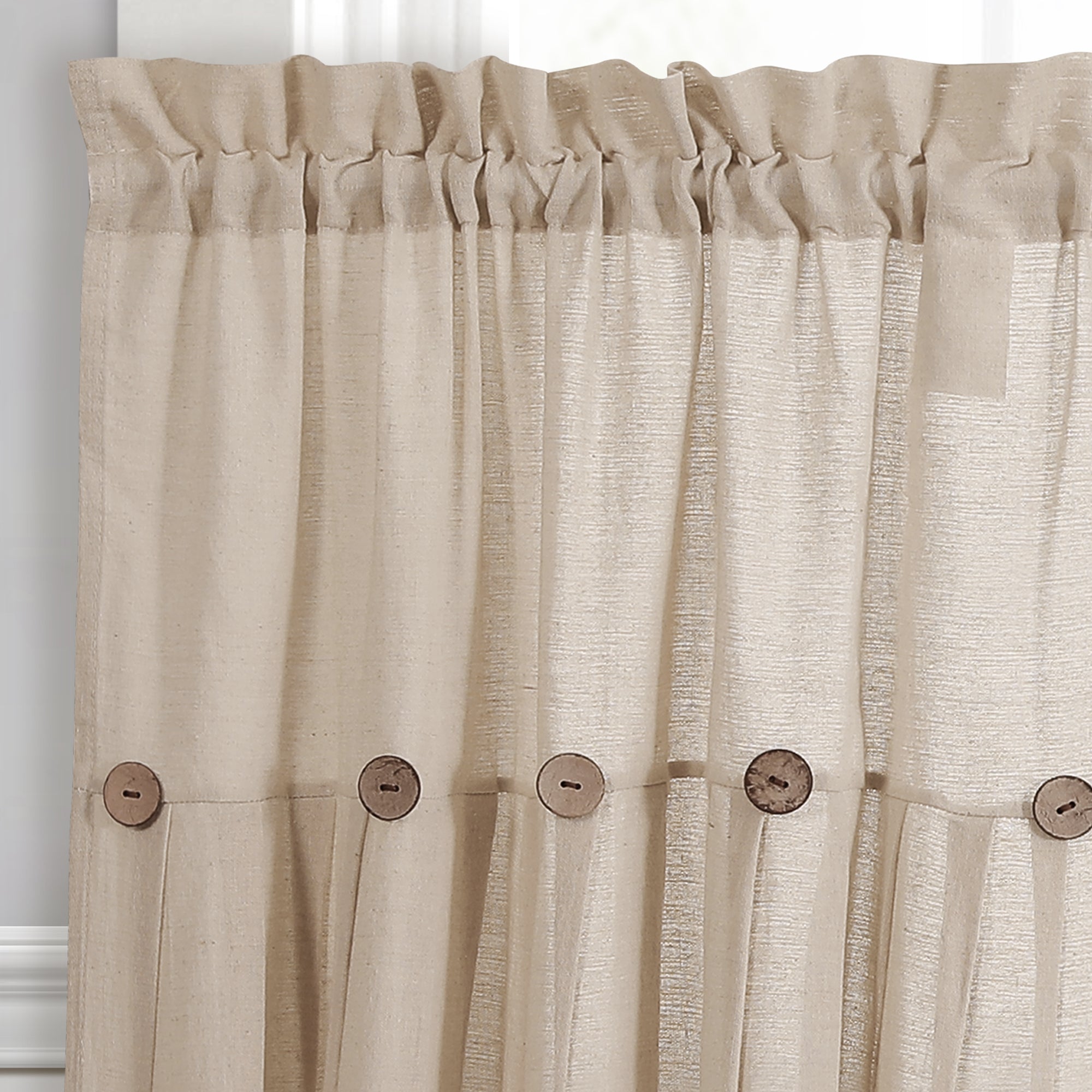 Linen Button Kitchen Window Tiers Set