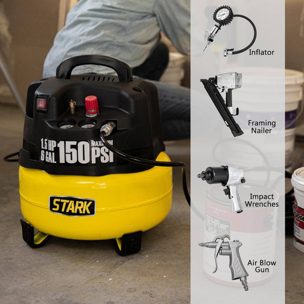 STARK USA 6 Gal. 150 PSI Portable Electric Pancake Air Compressor 65168