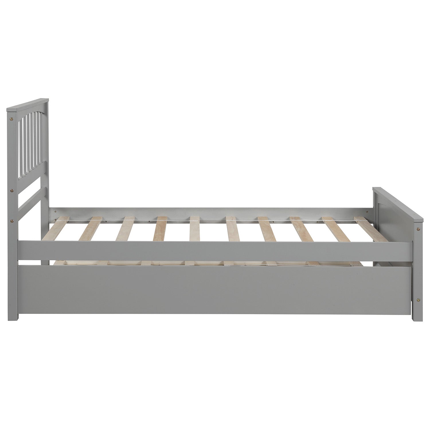 Twin Size Platform Bed with Trundle, Gray