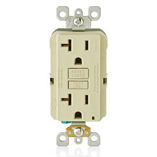 Leviton 20 Amp 125-Volt NEMA 5-20R SmartlockPro 2-Pole Residential Grade Duplex GFCI Outlet with LED Ivory GFNT2-I