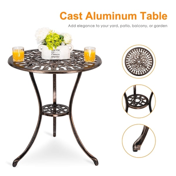 Outdoor Patio Cast Aluminum 3 Piece Bistro Set