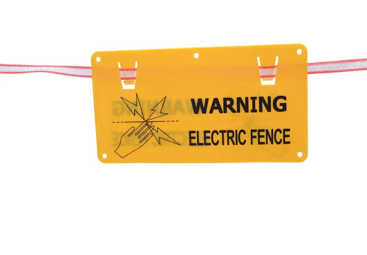 Easily assembled PP plastic high visibility yellow color electric fence warning sign with UV resistance