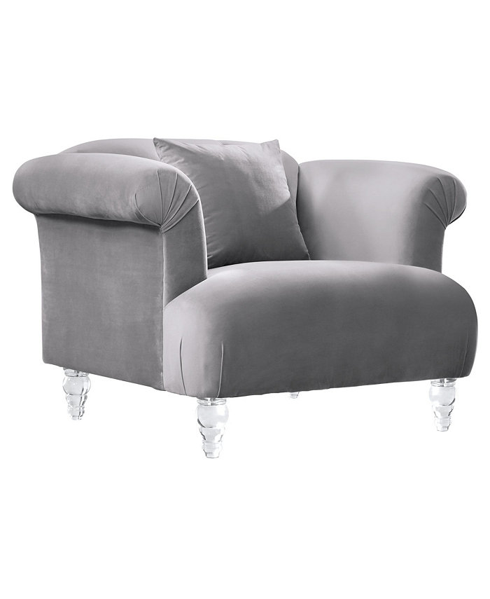 Armen Living Elegance 41 Velvet with Acrylic Legs in Contemporary Sofa Chair