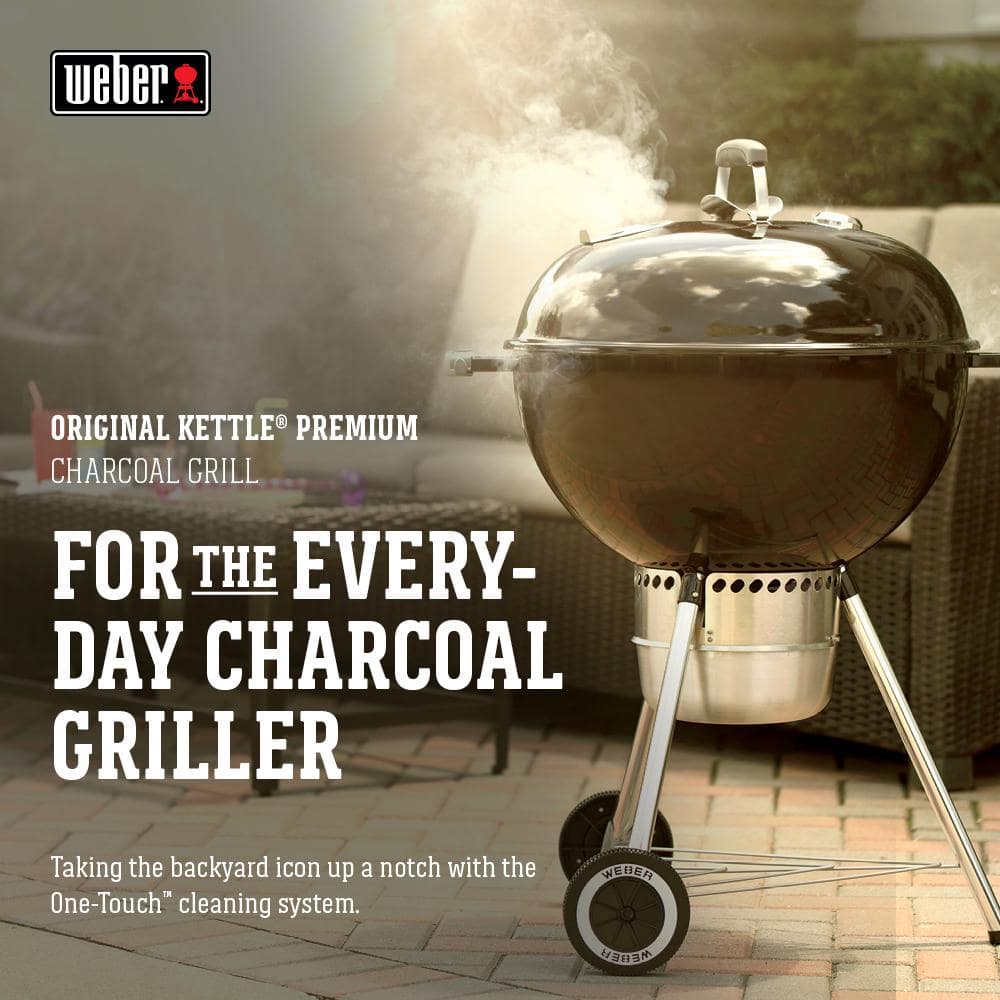 Weber 22 in. Original Kettle Premium Charcoal Grill in Black with Built-In Thermometer 14401001