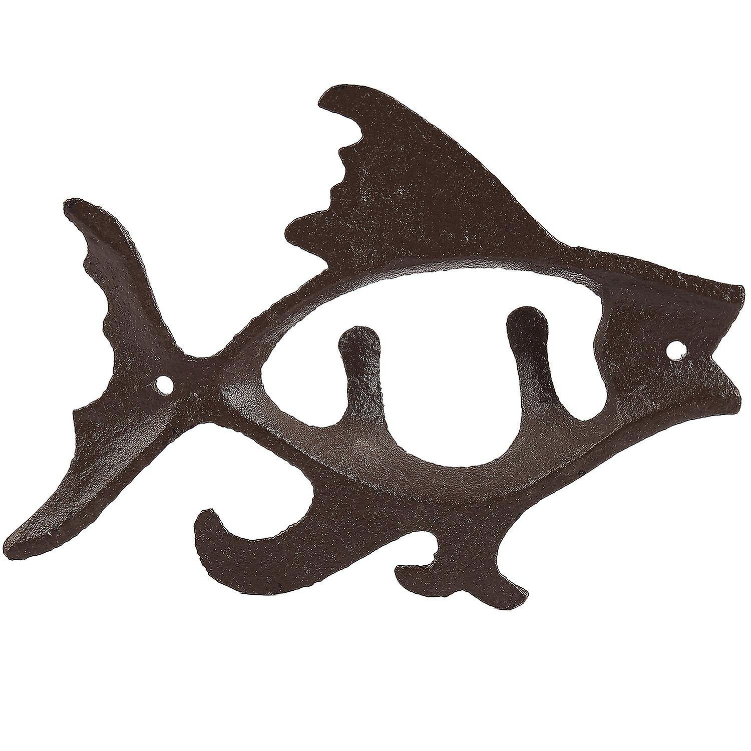 Fish With Two Hooks Ocean Series Cast Iron Wall Hook Wall Mount Towel Hanger Hook For Hat， Key， Coa