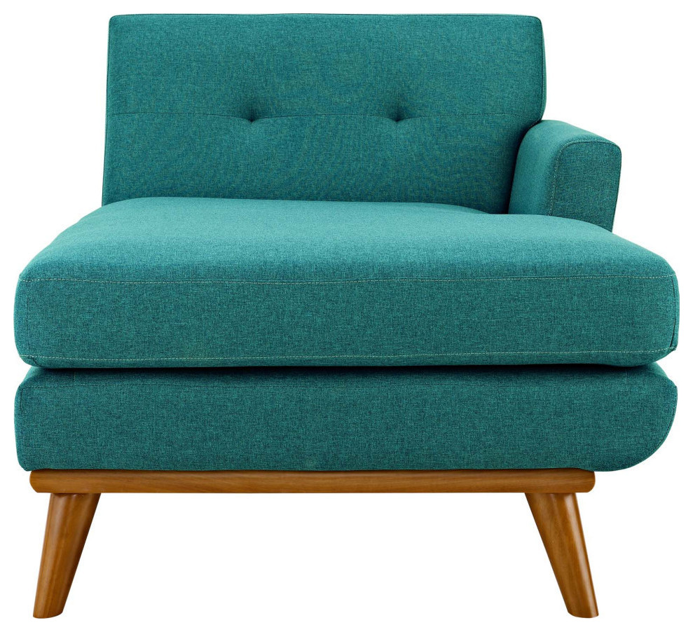 Gianni Teal Right Facing Upholstered Fabric Chaise   Modern   Indoor Chaise Lounge Chairs   by Rustic Home Furniture Deco  Houzz