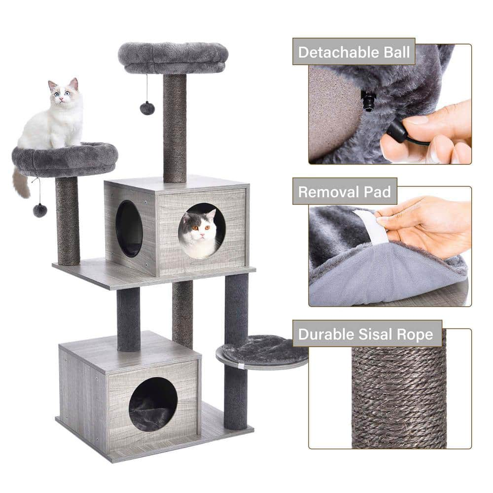 Foobrues All-in-1 Marble Cat Tree Medium Activity Center PSL-23170444