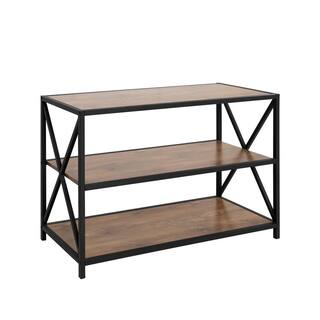 Walker Edison Furniture Company 26 in. BarnwoodBlack Metal 3-shelf Etagere Bookcase with Open Back HDS40XMWBW