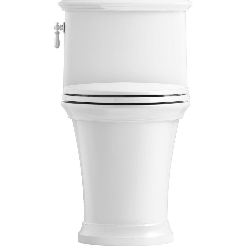 KOHLER Harken 1-Piece 1.28 GPF Single Flush Elongated Toilet in White (Seat Included) K-22695-0