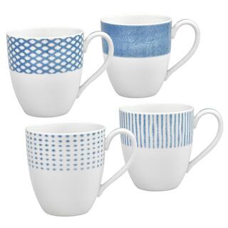 Noritake Blue Hammock 15 fl. oz. Blue Porcelain Assorted Mugs (Set of 4) 9349-484E