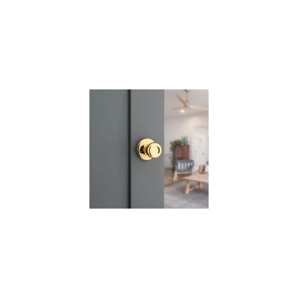 Kwikset Tylo Door Knob Polished Brass Hall and Closet Passage Round ;