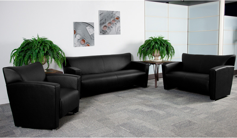 HERCULES Majesty Series Reception Set in Black LeatherSoft   Contemporary   Living Room Furniture Sets   by Homesquare  Houzz