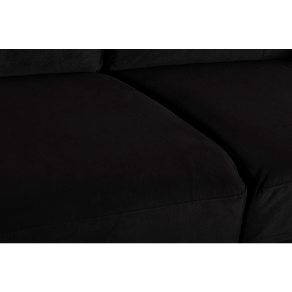 Benzara BM271910 Judy Velvet Upholstered Loveseat With Nailhead Trim  Black   Transitional   Loveseats   by VirVentures  Houzz