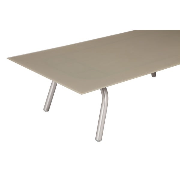 Phil 48 Inch Coffee Table， Tempered Glass Top， Smooth Gray Aluminum Frame