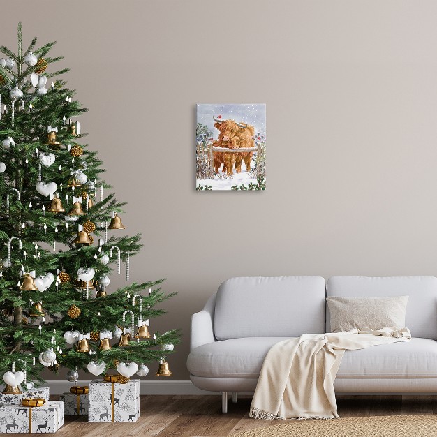 Stupell Industries Winter Cattle Cuddling Snow Scene Canvas Wall Art