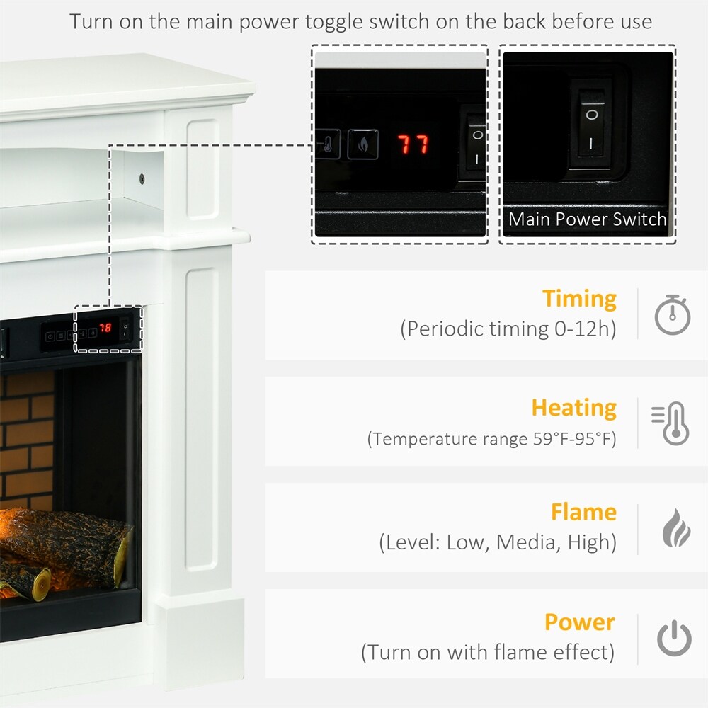 Electric Fireplace with Mantel  Freestanding Heater with LED Log Flame