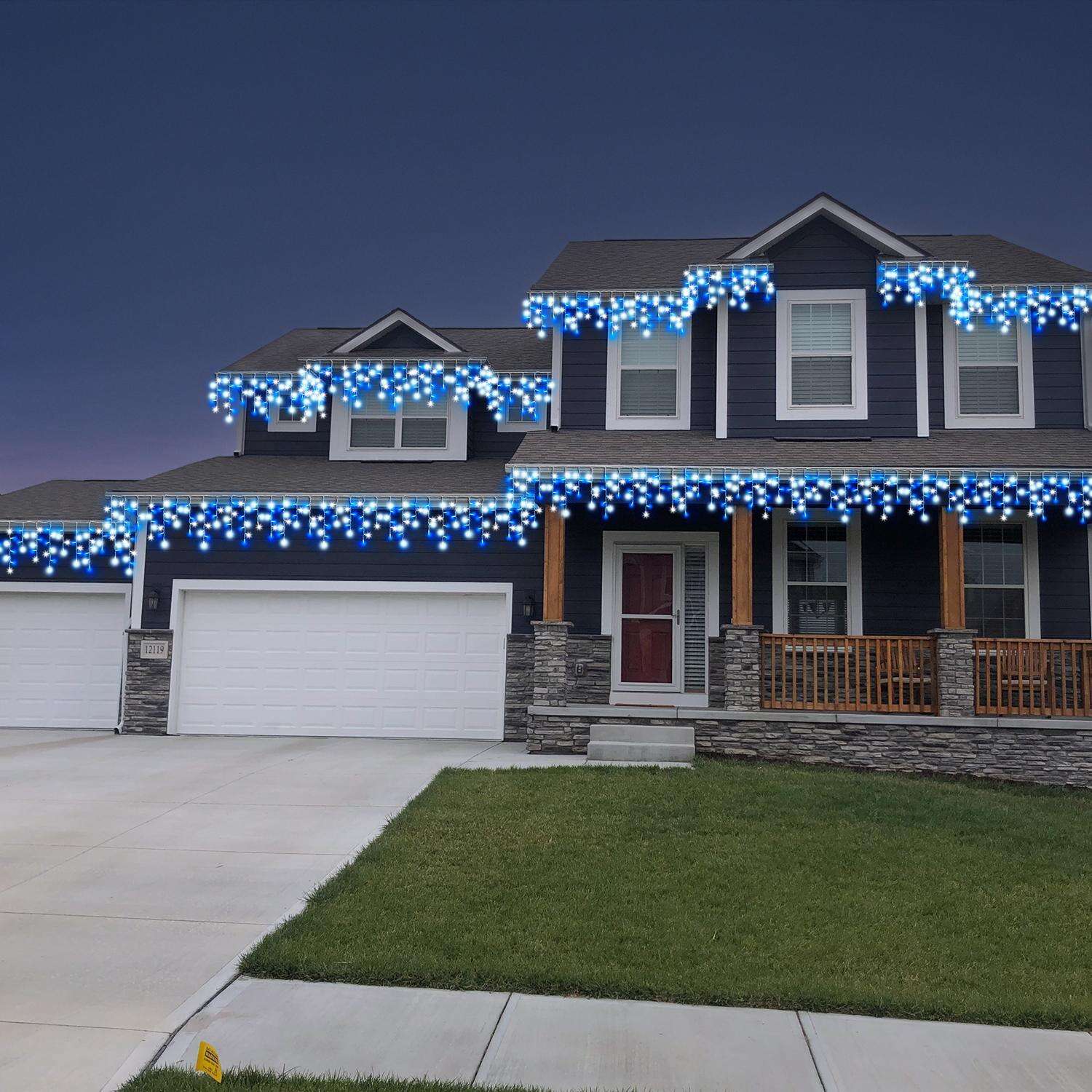 Celebrations Platinum LED T5 Blue/Pure White 100 ct Icicle Christmas Lights 9.5 ft.