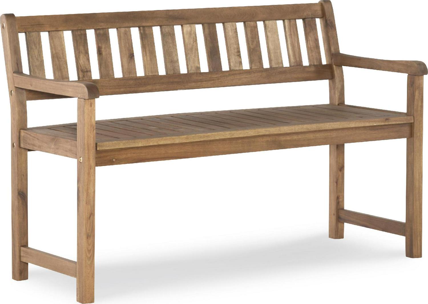 Linon Catalan Indoor/Outdoor Bench， 17 Seat Height， Acorn Brown Finish