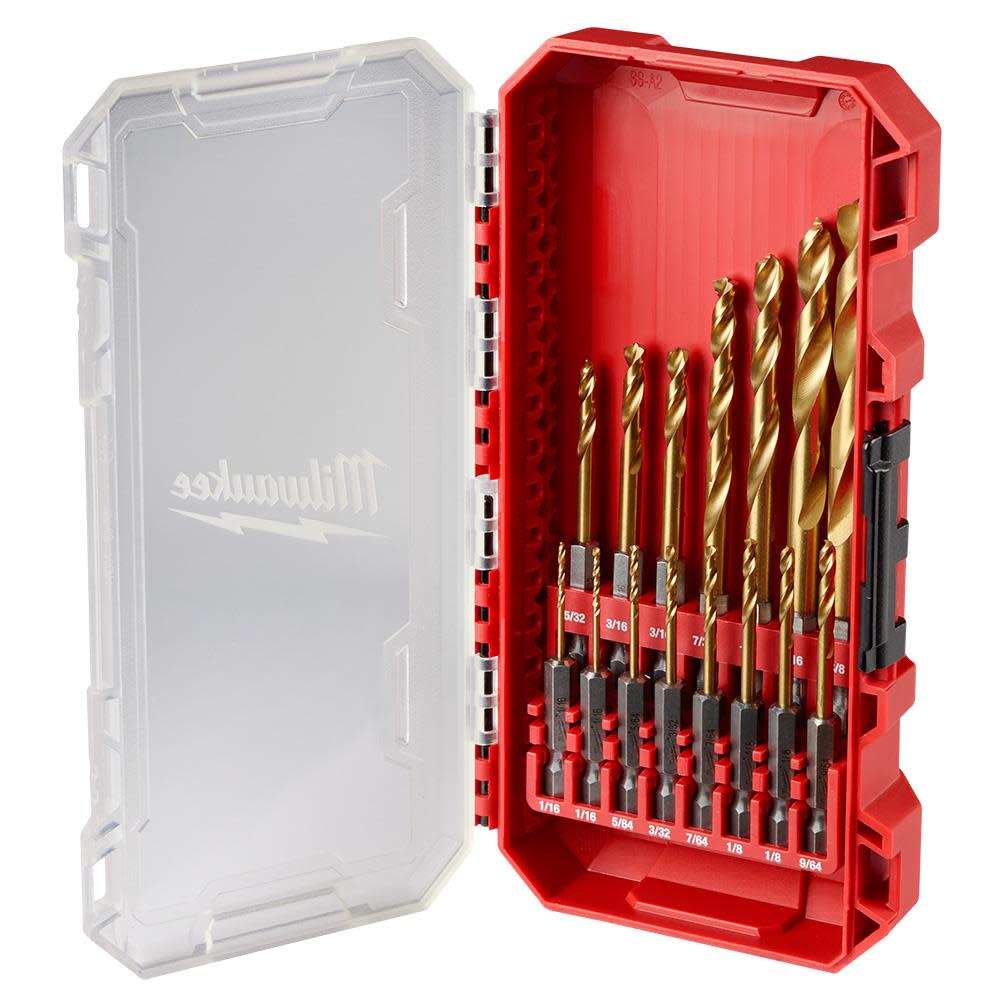 MW SHOCKWAVE Impact Duty RED HELIX Titanium Drill Bit Set 15pc 48-89-4670 from MW