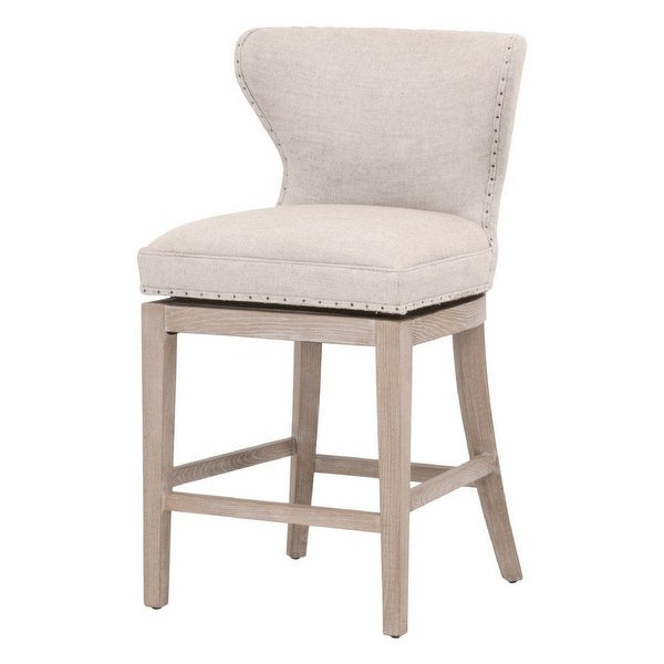 Counter Stool with Swivel Mechanism and Curved Back - Gray - 23.5 L X 22.5 W X 38.25 H